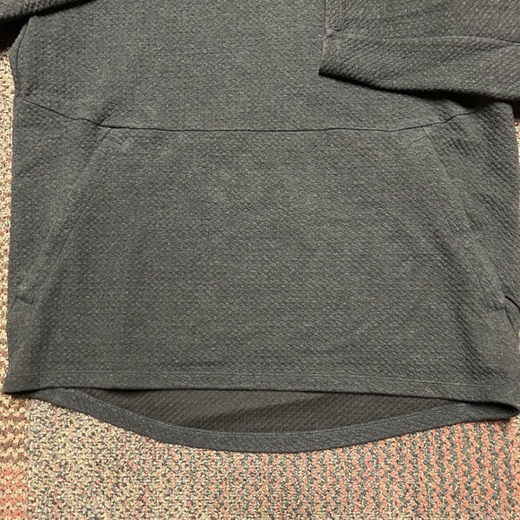 Lululemon At Ease Hoodie Heathered Black Textured Knit Long Sleeve Men's M Yoga - Picture 2 of 7